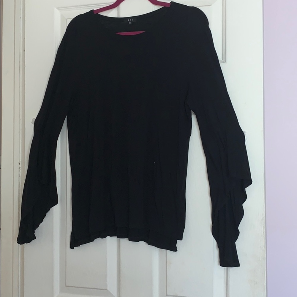 K & C black long sleeve shirt with disco sleeves